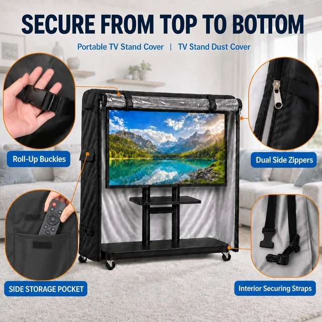 Alt view image 4 of 5 - MBOOM 65-70 Inch Outdoor TV Cart Cover, Clear PVC Window, Waterproof