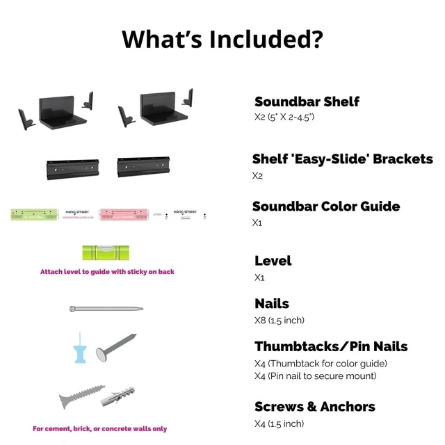 Alt view image 2 of 5 - HangSmart TV Soundbar Mount NO Stud & NO Drill Easy Install, DIY Universal Sound Bar Wall Mount Bracket, Holds up to 50LBS, Adjustable fits Most Soundbars. (White)