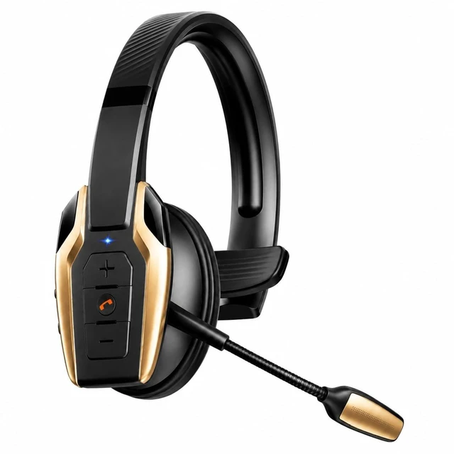 Main image of Bytewave shop Trucker Bluetooth Headset, Bluetooth 6.0 Wireless Headset with ENC Noise Cancelling Mic, 58H Play Time, Hands-Free Headset for Truck Drivers, Office Calls & Driving-Gold