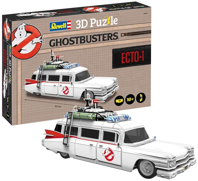 Main image of Revell 3D Puzzle 00222 Ghostbusters Ecto-1, 120 Pieces, Highly Detailed, 33 cm in Length, Fun & Easy to Build, White