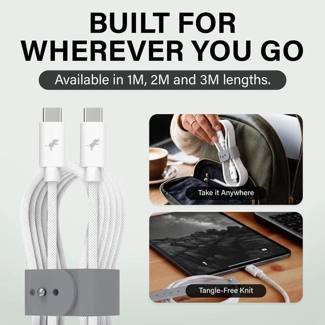 Alt view image 2 of 5 - Nimble POWERKNIT USB C to USB C Cable (3M/4FT) Durable Fast Charging Cord