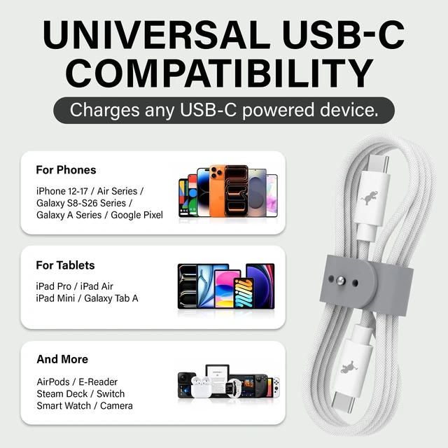 Alt view image 4 of 5 - Nimble POWERKNIT USB C to USB C Cable (3M/4FT) Durable Fast Charging Cord