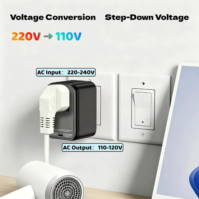 Alt view image 5 of 5 - Travel Voltage Converter 220V to 110V, Compact All-in-One International Power Adapter with 20W PD Fast Charging, 4 Ports (3 USB-C &1 USB-A), Universal Plug for US, UK, EU, AUS, China, Worldwide Travel