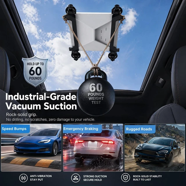Alt view image 2 of 5 - Heavy Duty Suction Cup Mount for Portable Satellite Antenna, Secure Window & Car Sunroof Mounting Kit with Strong Grip for RVs, Boats, and Road Trips, Tool-Free Installation for Camping