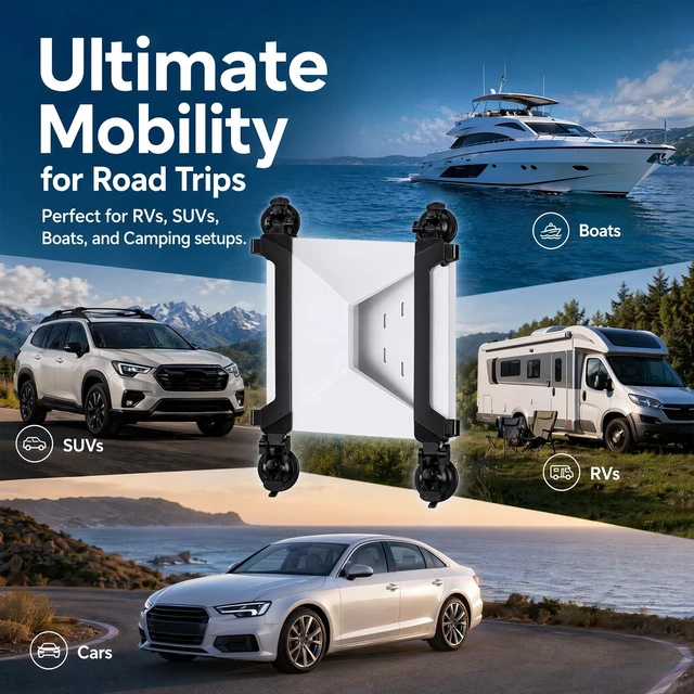 Alt view image 4 of 5 - Heavy Duty Suction Cup Mount for Portable Satellite Antenna, Secure Window & Car Sunroof Mounting Kit with Strong Grip for RVs, Boats, and Road Trips, Tool-Free Installation for Camping