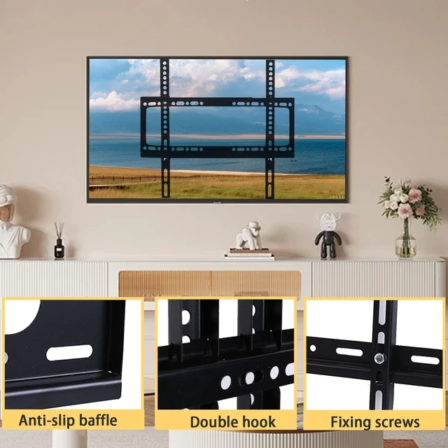 Alt view image 3 of 5 - Prldpo Fixed TV Wall Mount for Most 26-63 inch Flat Panel/Curved TVs,Universal Low Profile Wall Mount TV Bracket for LED LCD OLED VESA 400X400mm up to 110Lbs (26-63 Inch)