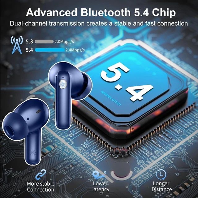 Alt view image 2 of 5 - Wireless Earbuds, Bluetooth 5.4 Headphones, 4 ENC Mics, In-Ear Earphones