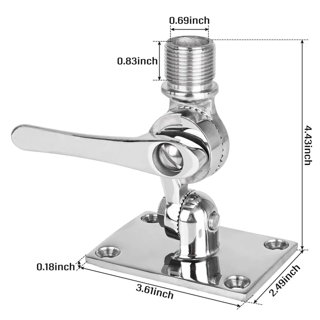 Alt view image 2 of 5 - NovelBee Marine VHF Antenna Mount,Adjustable Base Mounts Ratchet for Boat