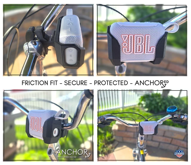Alt view image 3 of 5 - ANCHOR Precision Bike Mount for JBL Go5 Bluetooth Speaker Friction Fit - Included Handlebar Clamp (Bar Sizes 3/4in to 2in), for Bikes, Golf Carts & Boats