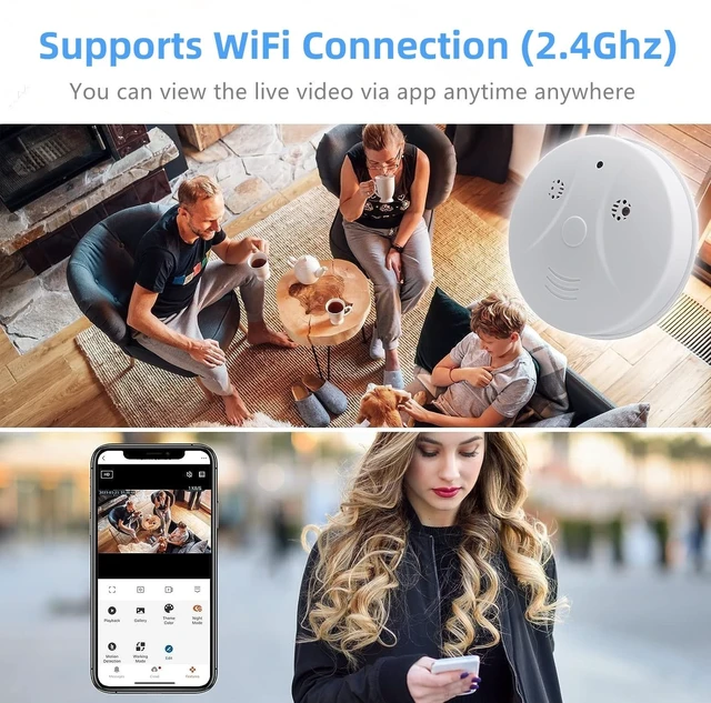 Alt view image 3 of 5 - 1080P HD Video Wireless Camera Home Security Smoke Detector Hidden Camera