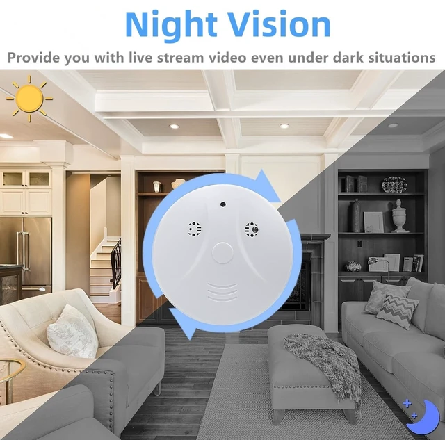 Alt view image 4 of 5 - 1080P HD Video Wireless Camera Home Security Smoke Detector Hidden Camera