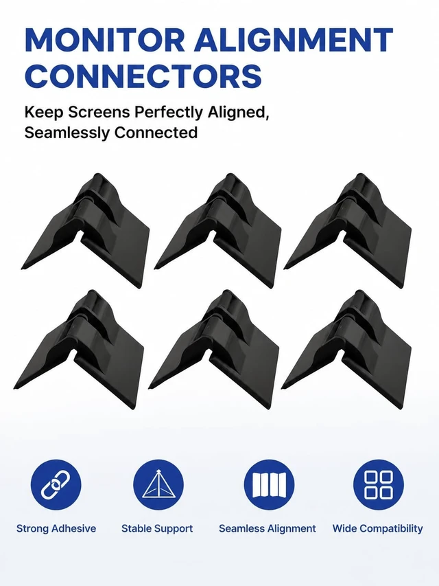Alt view image 4 of 5 - Monitor Alignment Connectors with Adhesive, Multi Screen Alignment Clips for Triple Monitor Setup, 6pcs