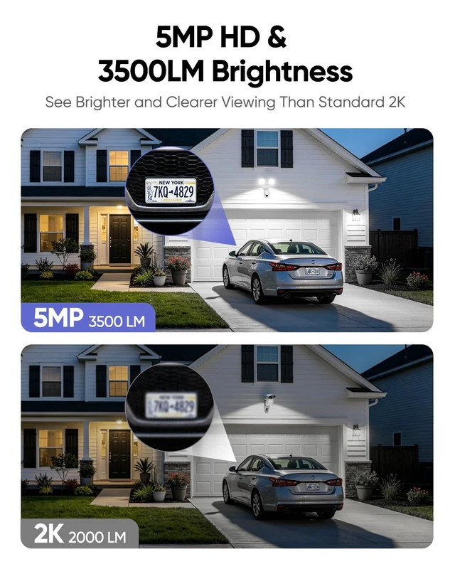 Alt view image 4 of 5 - Meloght 2K Floodlight Camera, 360 PTZ 3500LM Hardwired Security Cam Black