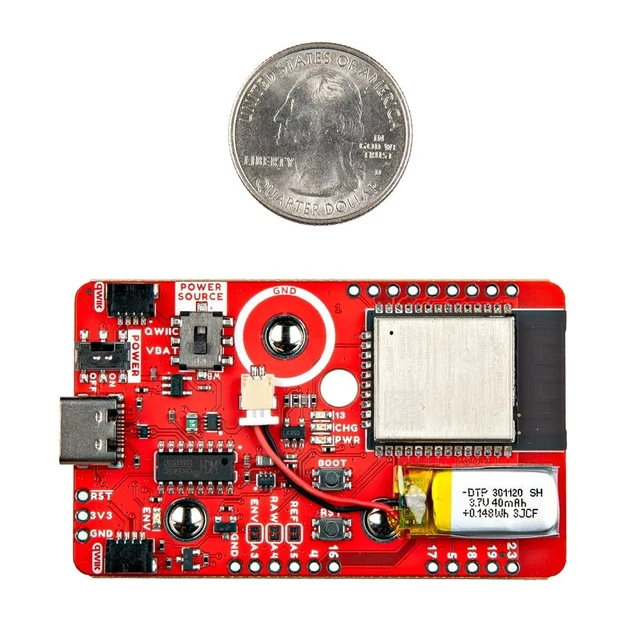 Alt view image 4 of 5 - MyoWare 2.0 Wireless Shield - wirelessly Transmit Data with The ESP32-WROOM chip - Input 5V via USB C Connector - Output 3.3V - ESD Protection Diodes for USB Data Lines