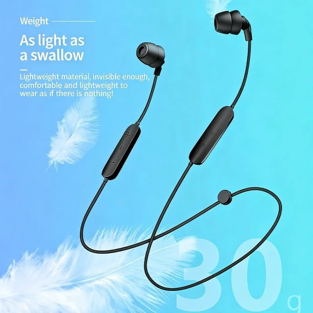 Alt view image 3 of 5 - MZQYRVK Ultra Light Sleep Neckband Bluetooth Earphones, Soft in-Ear Wireless Sleeping Headphones, 24H Playtime HiFi Stereo Headset for Side Sleepers Running Sports Calls Black
