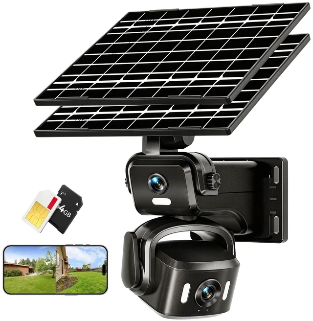 Main image of NEYESECU 4G LTE Solar Security Camera Outdoor, Dual Lens 4K 8MP