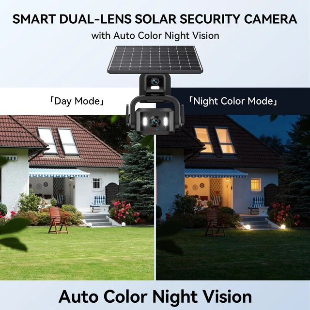 Alt view image 4 of 5 - NEYESECU 4G LTE Solar Security Camera Outdoor, Dual Lens 4K 8MP