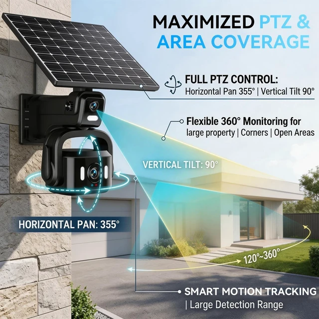 Alt view image 5 of 5 - NEYESECU 4G LTE Solar Security Camera Outdoor, Dual Lens 4K 8MP