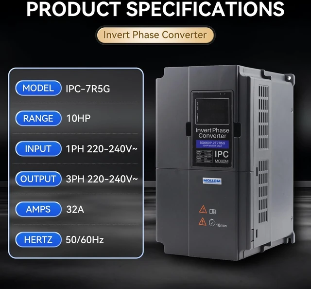 Alt view image 2 of 5 - Mollom 7.5KW 220V Single to Three Phase Power IPC