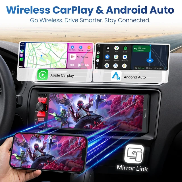 Alt view image 2 of 5 - GBEER 6.5" Single Din Radio Car Stereo with Apple CarPlay & Android Auto