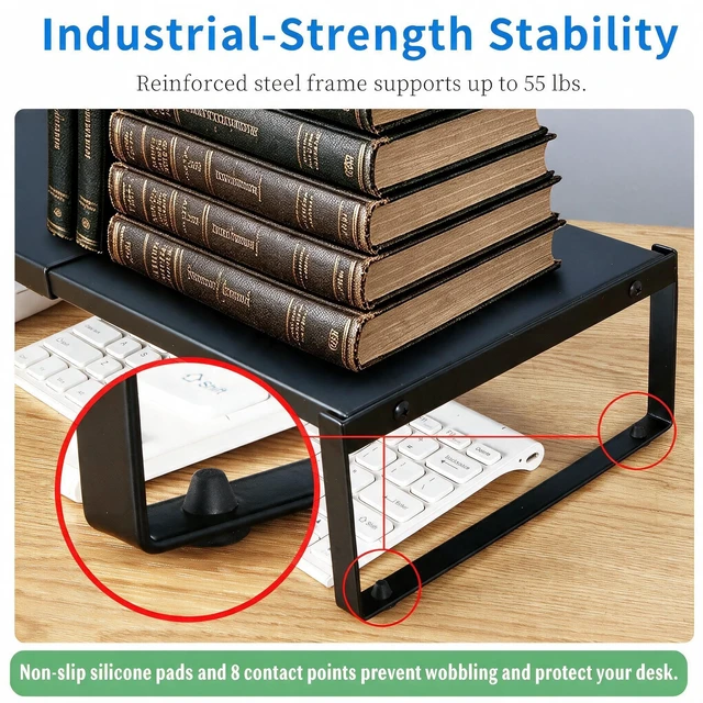 Alt view image 2 of 5 - Adjustable Computer Monitor Stand, Metal Laptop Riser for Desk, Desk Shelf