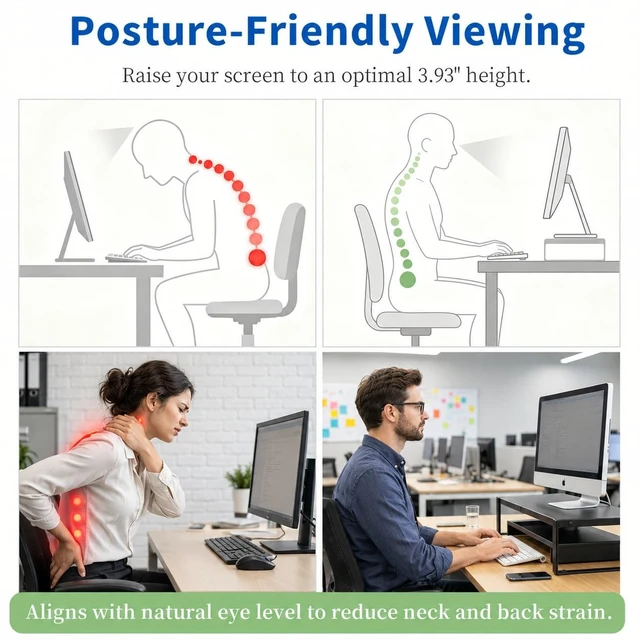Alt view image 4 of 5 - Adjustable Computer Monitor Stand, Metal Laptop Riser for Desk, Desk Shelf