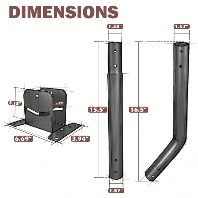 Alt view image 3 of 5 - ZUIWAN Starlink Pole Mount - 1.5" x 35" Heavy Duty J-Mount for Starlink Mini Mount, Gen 4 Mount, Standard 4 Mount - Complete Starlink Mounting Kit for Roof Mount, Wall Mount, and Antenna Mast