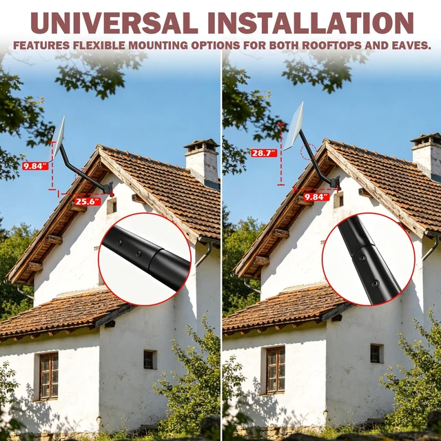 Alt view image 4 of 5 - ZUIWAN Starlink Pole Mount - 1.5" x 35" Heavy Duty J-Mount for Starlink Mini Mount, Gen 4 Mount, Standard 4 Mount - Complete Starlink Mounting Kit for Roof Mount, Wall Mount, and Antenna Mast