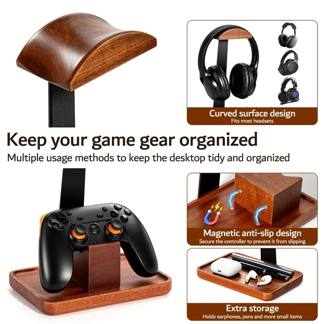 Alt view image 4 of 5 - Plehood Headphone Stand with Gaming Controller Holder