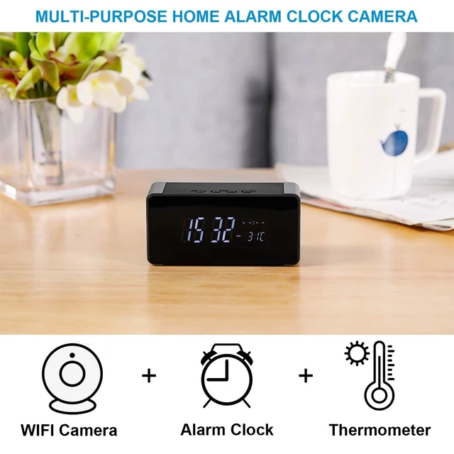 Alt view image 3 of 5 - Tccbac WiFi Hidden Camera Clock - Nanny Cam with 150 Wide-Angle Lens, Night Vision & Motion Detection, Wireless Indoor Hidden Camera for Home Security Monitoring