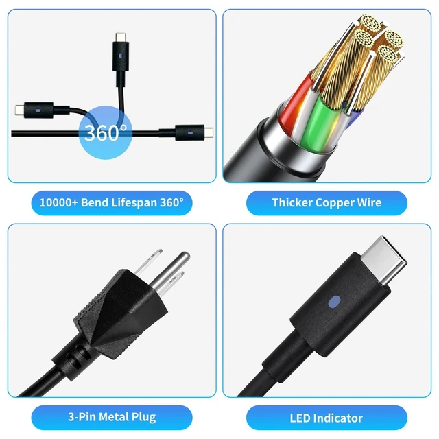 Alt view image 5 of 5 - PULINA 130W USB C Laptop Charger for Dell XPS 15/17, Precision and Latitude