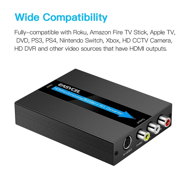 Alt view image 2 of 5 - EASYCEL HDMI to S-Video RCA Converter, 1080P Input, Easy Installation, No Software Required