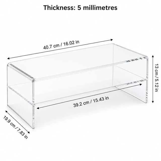 Alt view image 2 of 5 - liaoyotixi Acrylic Monitor Stand Riser 2 Tier and acrylic phone stands, 5.12 Inch High Computer Monitor Stand Desk Organizer Shelf, Transparent Acrylic Desktop Riser Laptop, Office and Home Workspace