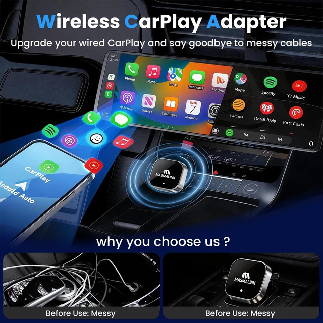 Alt view image 3 of 5 - 2026 Upgraded Wireless CarPlay Adapter for iPhone and Android Auto