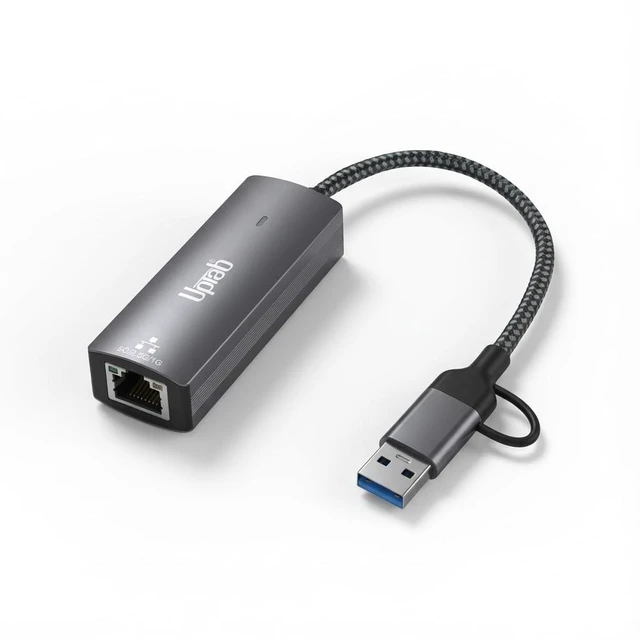 Main image of USB-C & USB-A to 5Gbps Ethernet Adapter, RTL8157 USB 3.2 RJ45 - UPTab