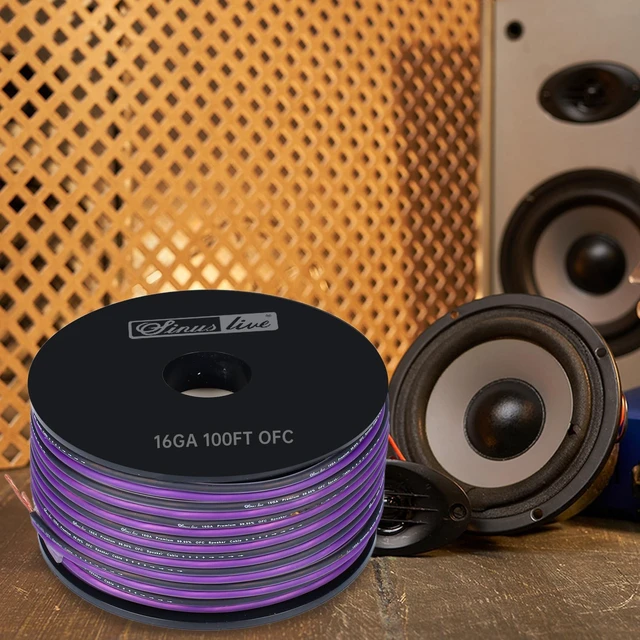 Alt view image 3 of 5 - Sinus Live 18-16AWG OFC(Oxygen Free Copper) Speaker Wire Great use for Home Theater Speakers and Car Speakers, Purple and Black (100FT OFC)