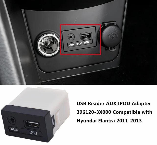 Alt view image 5 of 5 - Irland-nan 961203X000 USB AUX Port Adapter Audio Player 96120-3X000 USB Socket 16-Pins Compatible with Hyundai Elantra MD 2011-2013