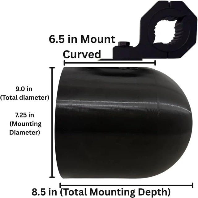 Alt view image 4 of 5 - OceanRock 8" Wakeboard Tower Speaker Pod Enclosures ^^ Glossy Black 3D Printed PETG ^^ Compatible with Kicker DS18 Rockford Fosgate ^^ Marine Boat ATV UTV Jeep Roll Bar 1"2" ^^ Pair