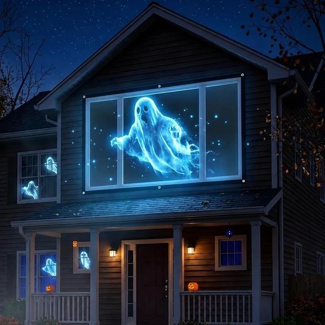 Main image of Holographic Rear Projection Screen Foldable and Portable Double Sided for Indoor Halloween Decorations, with Hang Mounting (120)