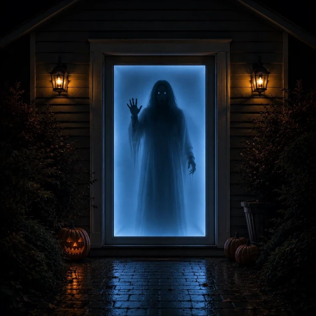 Alt view image 4 of 5 - Holographic Rear Projection Screen Foldable and Portable Double Sided for Indoor Halloween Decorations, with Hang Mounting (120)