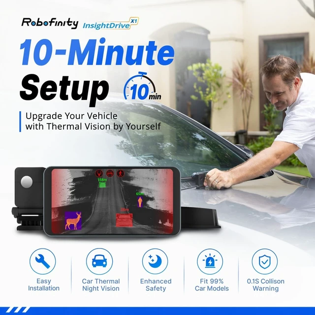 Alt view image 2 of 5 - Robofinity InsightDrive Thermal Camera for Car, IR Night Vision Dashcam