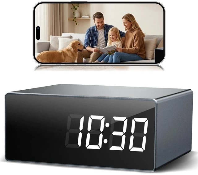 Main image of THIVRW Wireless WiFi Security Camera, Indoor Camera with Clock with App Control, Nanny Cam for Home, AI Motion Detection, Loop Recording, Night Vision, Local & Cloud Storage
