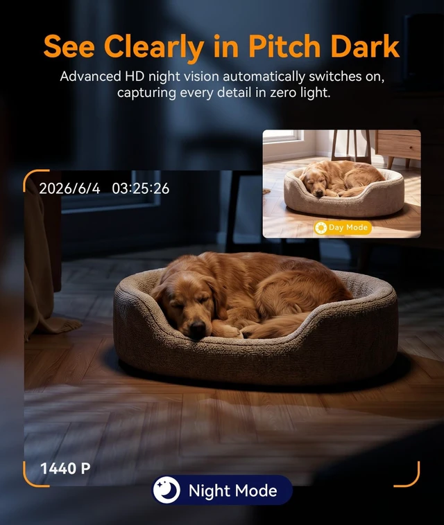 Alt view image 4 of 5 - THIVRW Wireless WiFi Security Camera, Indoor Camera with Clock with App Control, Nanny Cam for Home, AI Motion Detection, Loop Recording, Night Vision, Local & Cloud Storage