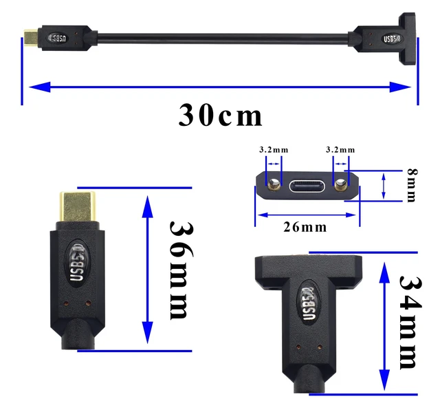 Alt view image 2 of 5 - zdyCGTime USB 5.0 Extension Cable,USB C Male to Female 80Gbps/240W Fast Charging Transmission Data Cable, Thunderbolt 4/3 Compatible, Fits USB C Mounting Bracket,Laptop,Hubs,Etc. (30CM/12inch)