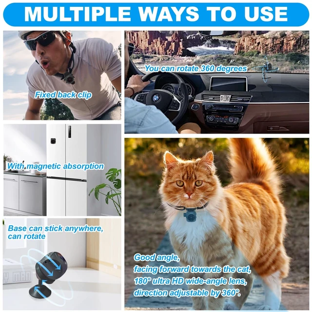 Alt view image 2 of 5 - Pet Collar Camera & Cat Collar Camera with 64gb Sd Card,Spy Camera Hidden Camera ,Dog Tracker Collar,Motion Detection Records 1080p Video & Infrared Night Vision Functionality for Indoor/Outdoor.