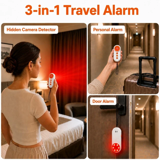 Alt view image 2 of 5 - ANKOSHUN 3-in-1 Rechargeable Door Alarm, Personal Alarm for Women College