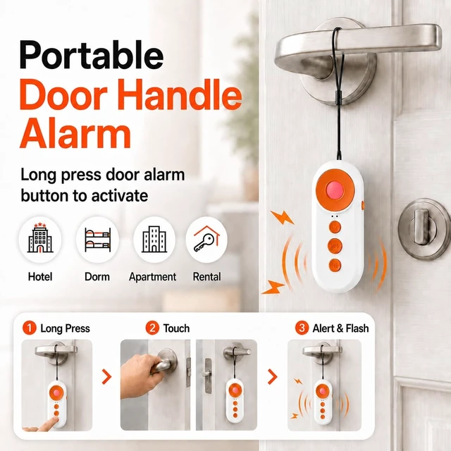 Alt view image 3 of 5 - ANKOSHUN 3-in-1 Rechargeable Door Alarm, Personal Alarm for Women College