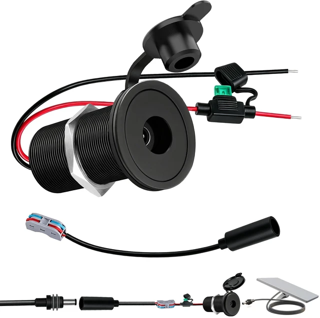Main image of 12V-48V to 30V 3.5A Waterproof Wall Pass Through Kit for Starlink Mini Power Supply Cable with Fuse Holder, DC Step Up Converter Power Adapter for RV Camping Battery Pack Boat(DC Female to Power Cord)
