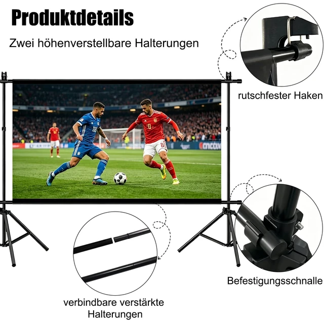 Alt view image 4 of 5 - Portable Projector Screen with Stand, 120" Outdoor Movie Projector Screen