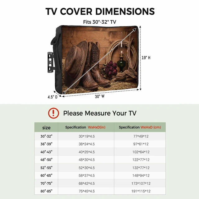 Alt view image 4 of 5 - Zefadutok Cowboy Boots Hats Outdoor TV Cover Red Rose Retro Farmhouses Wood Western Waterproof Weatherproof TV Screen Protector with Remote Control Pocket for 52 to 55 Inch Television Outside